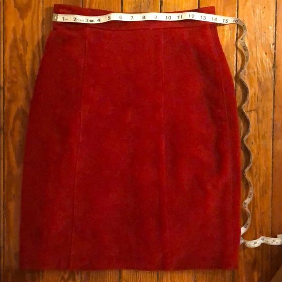 Vintage Red Suede Midi Skirt - Picture 7 of 9